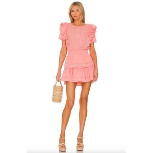 LoveShackFancy Natasha Dress Peach Ruffle Tiered Mini Romantic Cottagecore S